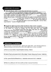 English Worksheet: language writing full term test 3 3rd forms