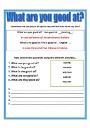 English Worksheet: What are you good at?