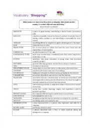 English Worksheet: Vocabulary: Shopping