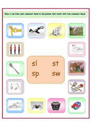 4 consonant blends: sl/st/sp/sw