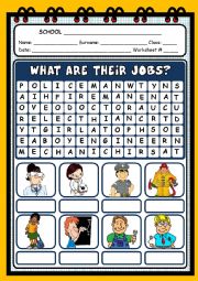 English Worksheet: WHAT ARE THEIR JOBS?