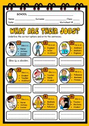 English Worksheet: WHAT ARE THEIR JOBS?