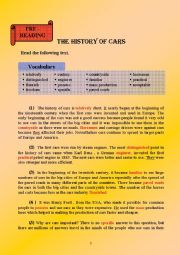 English Worksheet: history of cars