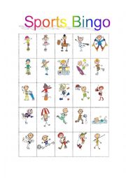 English Worksheet: Sports bingo