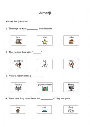 English Worksheet: Jumanji story questions