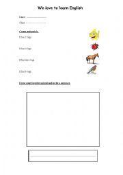 English worksheet: animals