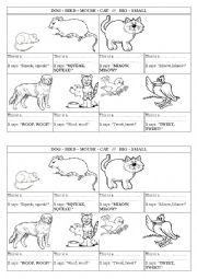 English Worksheet: The animals say...