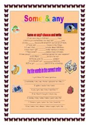 English Worksheet: Some & any -exercises