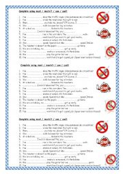 English Worksheet: Must mustnt Can cant