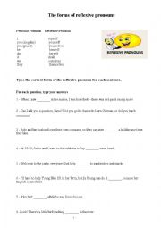 English Worksheet: Reflexive pronouns 