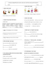 English Worksheet: 6th grade exam 2nd term