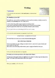 English Worksheet: Reports, articles, essays, letters, emails-writing skills