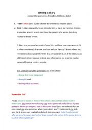 English Worksheet: How to write a diary