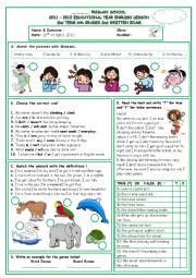 English Worksheet: 6th grades 2nd term exam