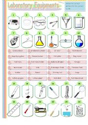 English Worksheet: Laboratory equipments