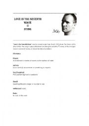 English worksheet: Love is the seventh wave, Sting