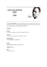 English Worksheet: Love is the seventh wave, Sting
