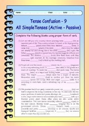 Tense Confusion - 9 All Simple Tenses - (Active - Passive) with KEYS