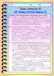 Tense Confusion - 10 All Simple Tenses - (Active - Passive) with KEYS