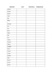 English worksheet: Test Irregular Verbs (I)