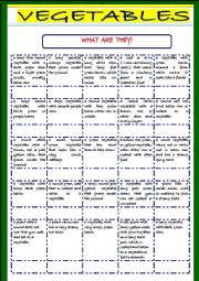 English Worksheet: Vegetables