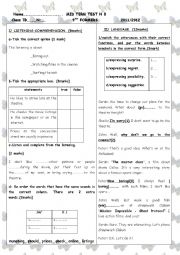 English Worksheet: mid term test 3