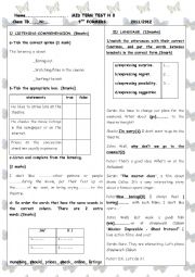 English Worksheet: mid term test 3