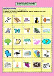 English Worksheet: Dictionary activities (+ key)