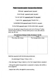 English Worksheet: Although, even though, despite, inspite of debate