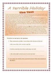 English Worksheet: Traveling and Holidays
