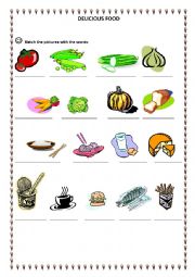 English worksheet: delicious food