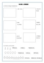 English worksheet: Colors & Numbers