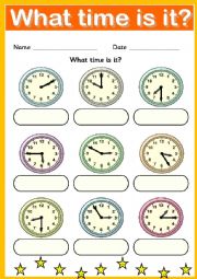 English Worksheet: What time is it?