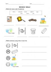 English Worksheet: Meals