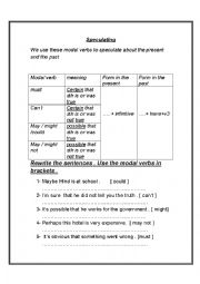 English Worksheet: speculating
