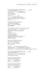 English worksheet: Cant stop loving you - Phil Collins