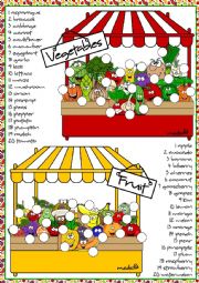 English Worksheet: Fruit and vegetables - matching