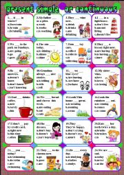 English Worksheet: present simple or continuous