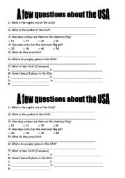 English Worksheet: USA QUIZ
