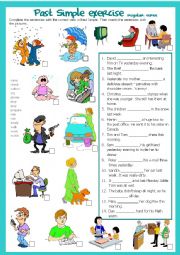 English Worksheet: Past Simple exercises - regular verbs + BW + key