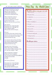 English worksheet: Price Tag - Maddi Jane