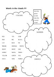 English Worksheet: Words in the clouds