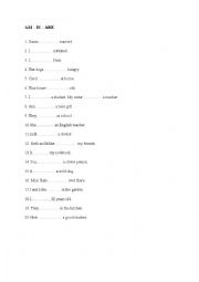 English worksheet: verb be-  am is are