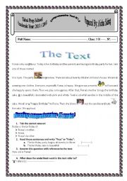 English Worksheet: Comprehensive Test