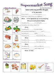 English Worksheet: supermarket song