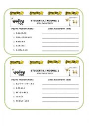 English worksheet: Spelling names 