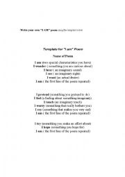 English worksheet: I am Poem