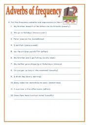 English Worksheet: Adverbs of frequency 2 pages