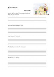 English Worksheet: Guided writing - Vacations