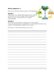 English Worksheet: Eating habits - Guided writing